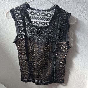 Zara Black Lace Sleeveless Top